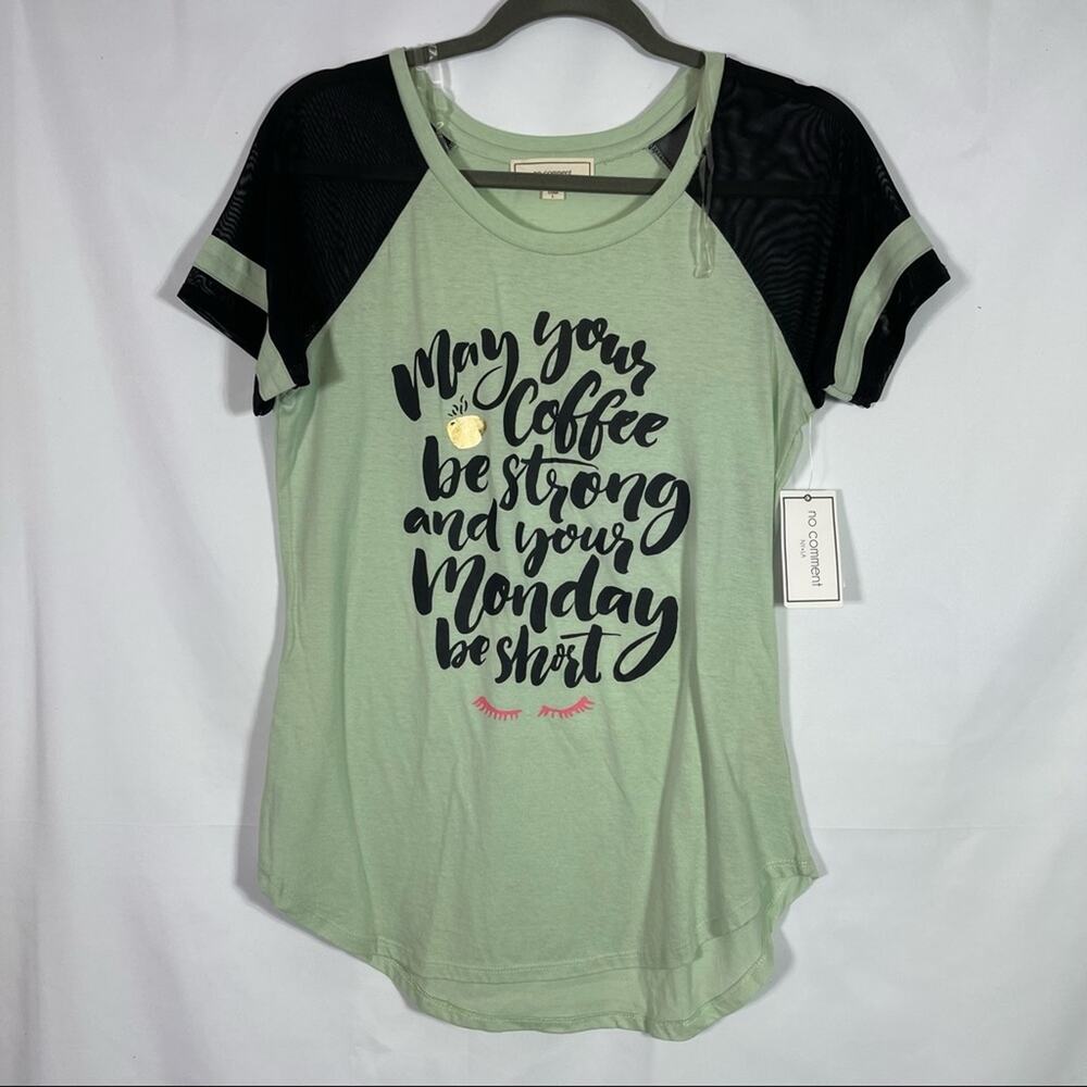 NWT, No Comment, Coffee Monday Graphic T-shirt. Size Large